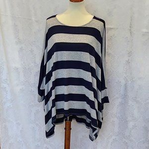 Honeyme Gray and Navy Striped Dolman Sleeve Tunic